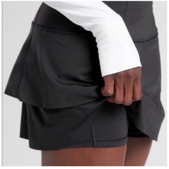 Athleta Momentum Ruffle Skort Skirt Black Size Large - Picture 2 of 9